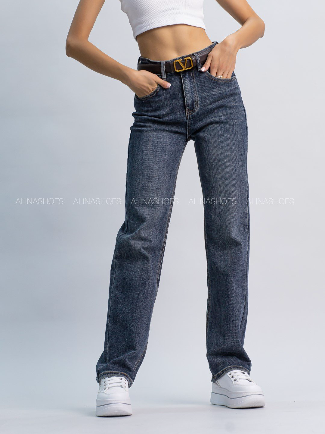 Джинсы прямые alinashoes синий купить,NaN