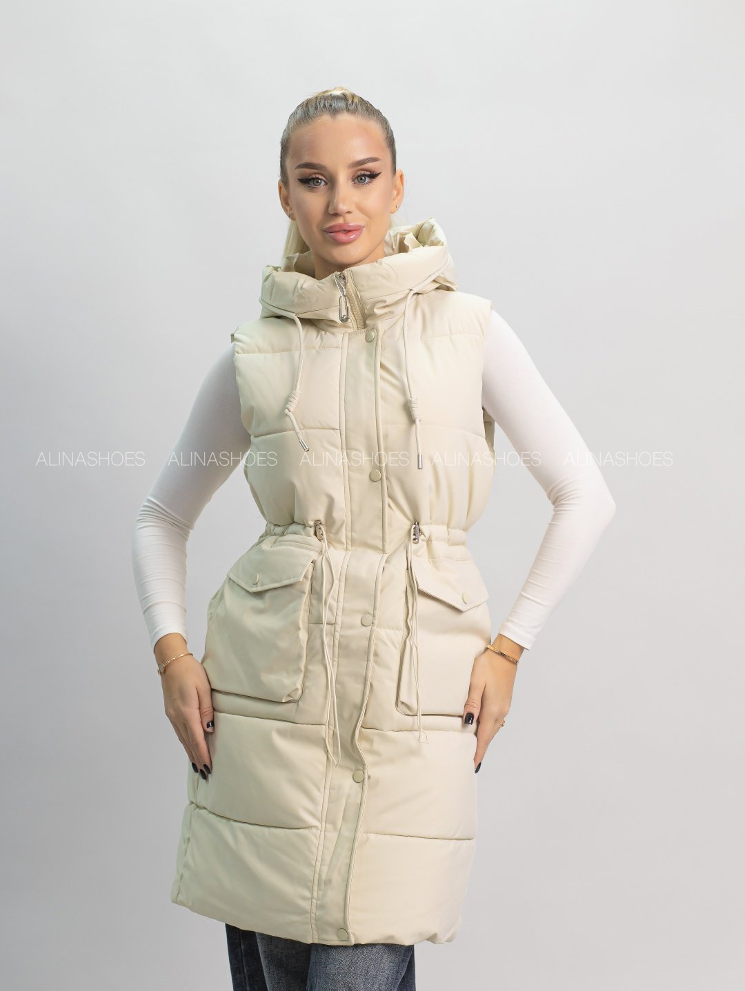 Жилет alinashoes бежевый купить,NaN
