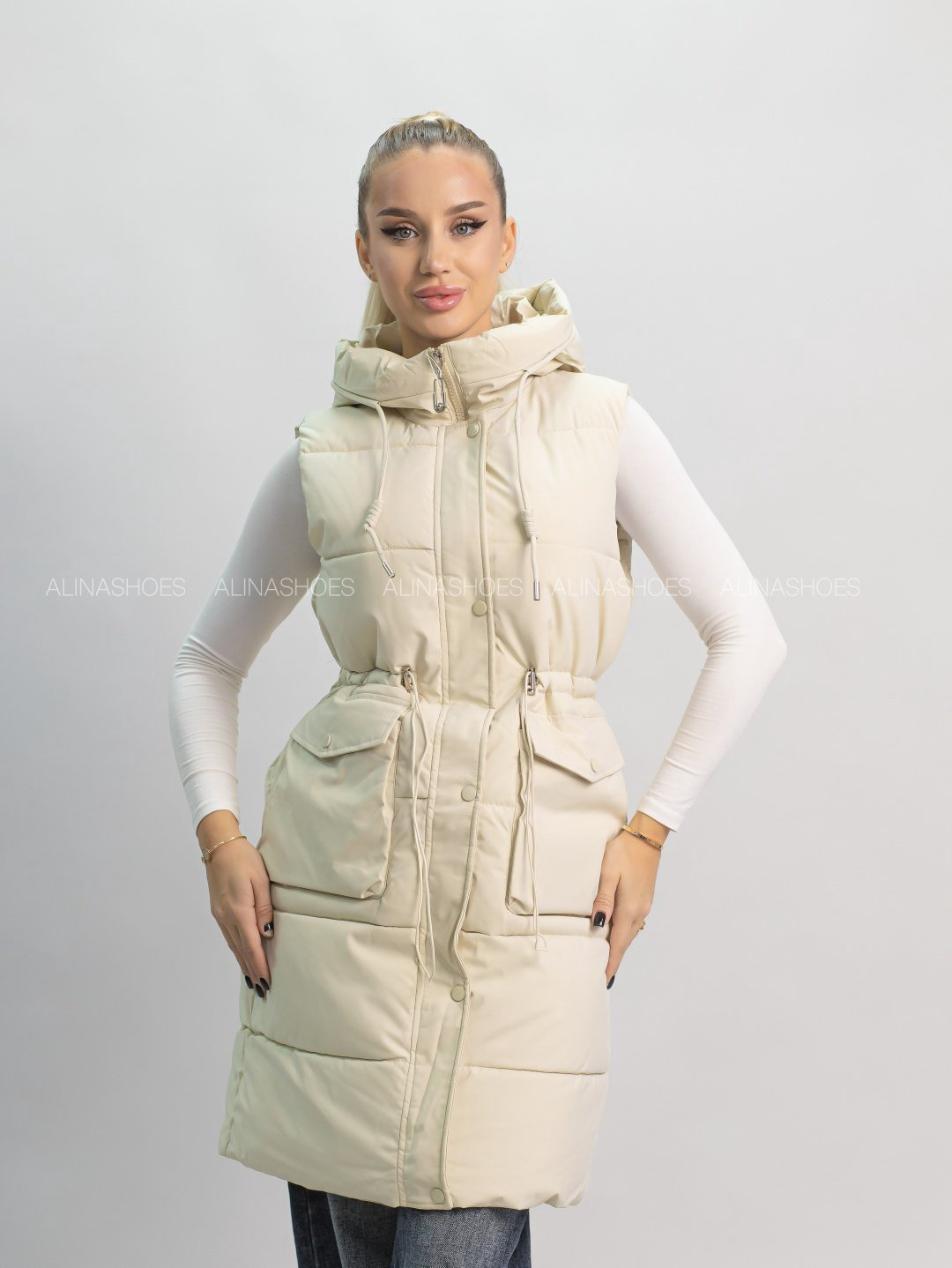Жилет alinashoes бежевый купить,NaN