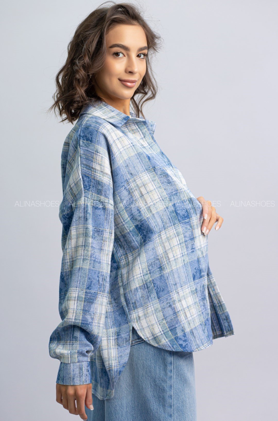 Рубашка alinashoes голубой купить,NaN
