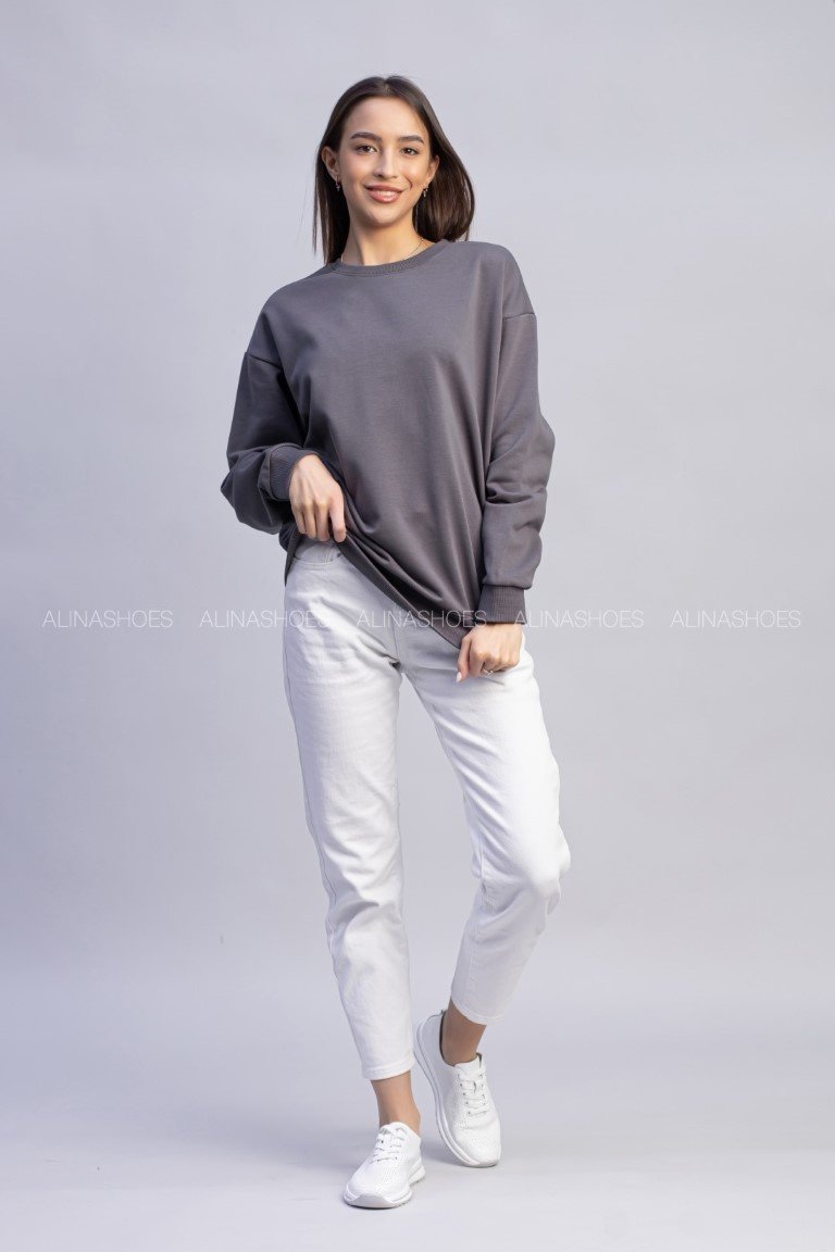 Свитшот alinashoes без принта антрацит L купить,NaN
