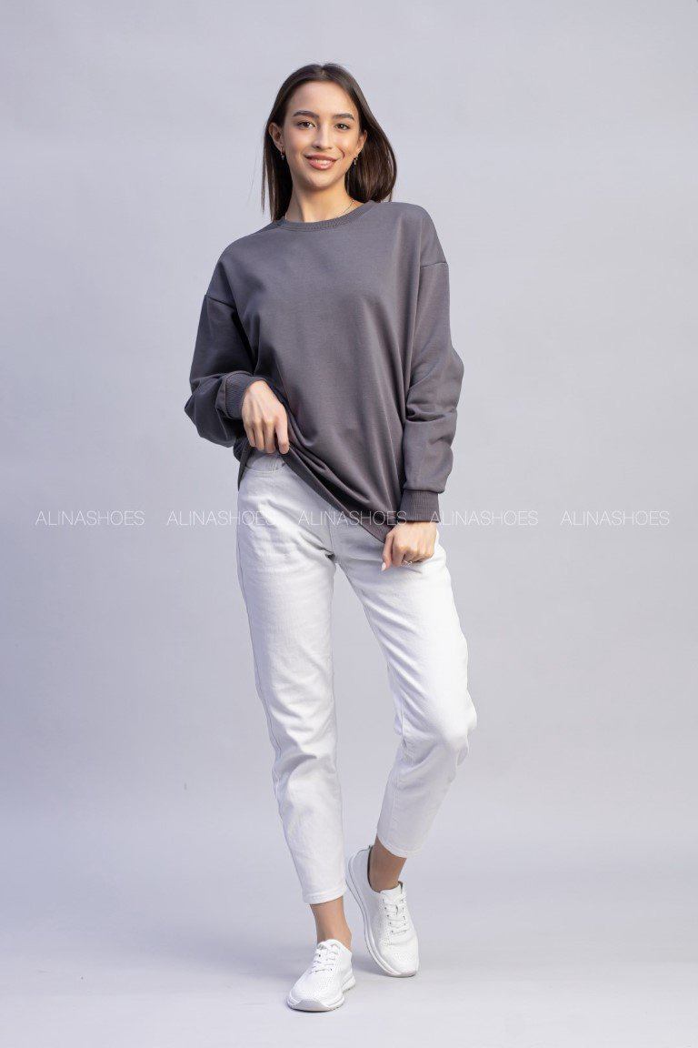 Свитшот alinashoes без принта антрацит L купить,NaN