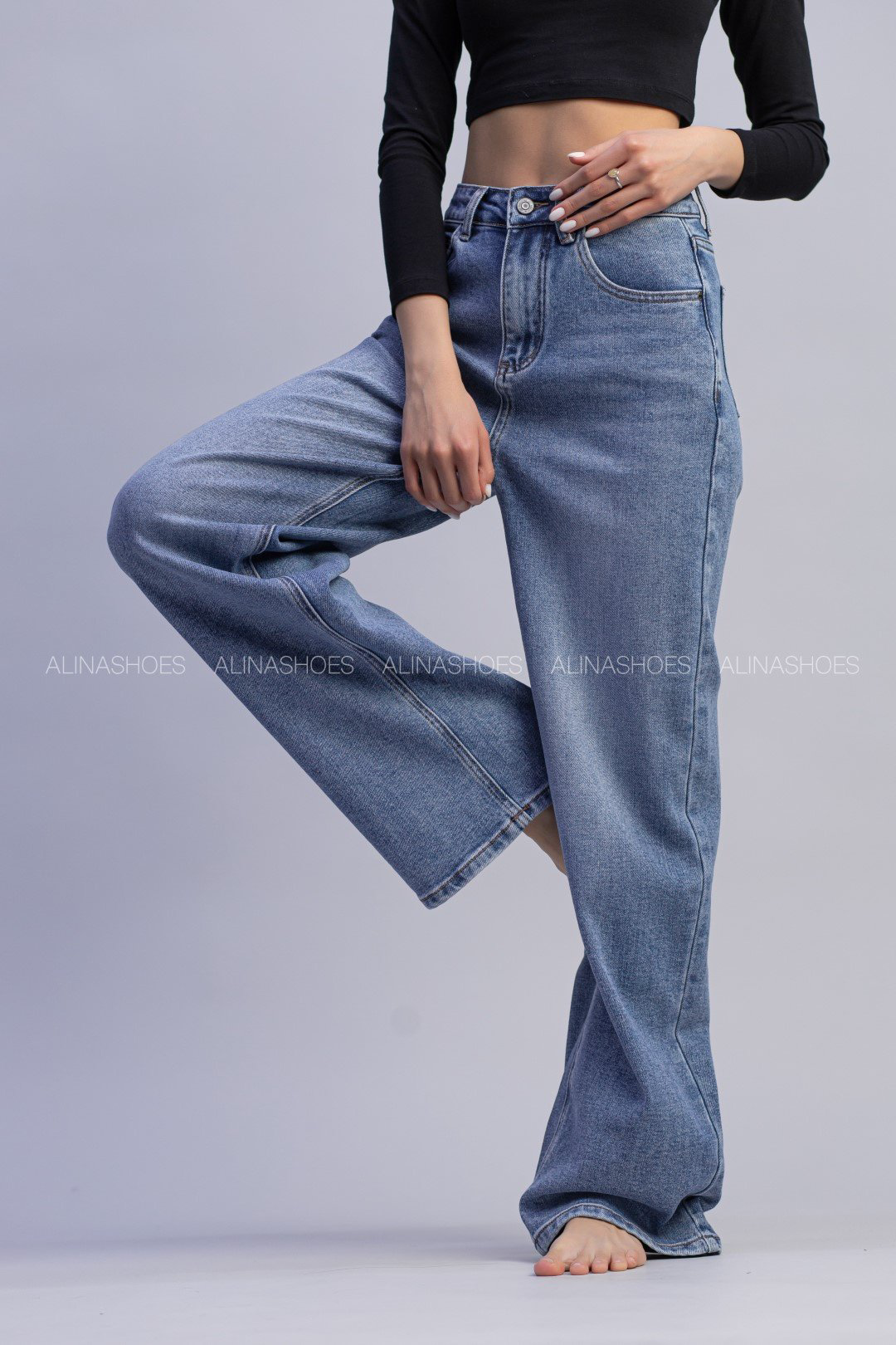 Джинсы прямые alinashoes синий купить,NaN