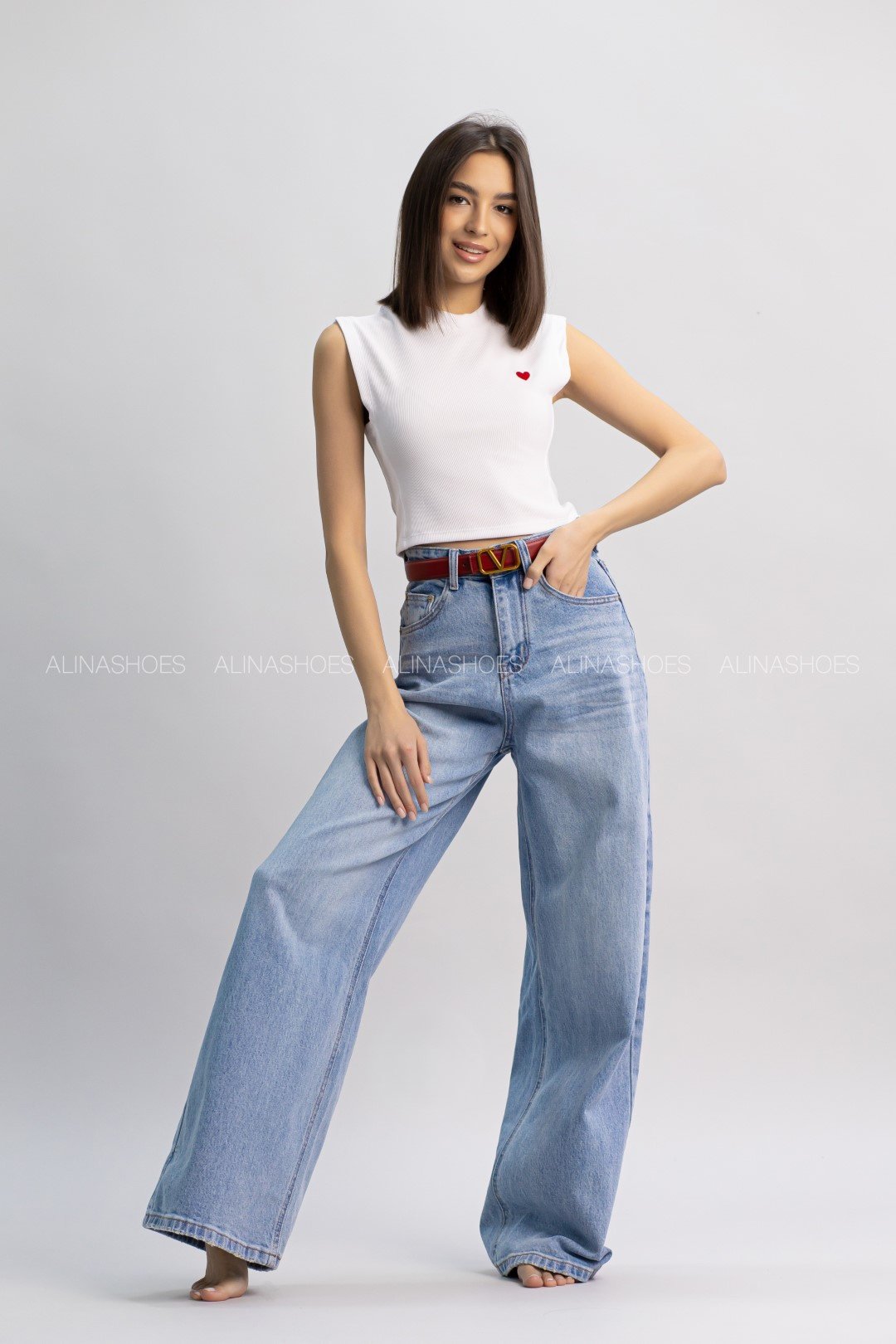 Джинсы прямые alinashoes синий купить,NaN