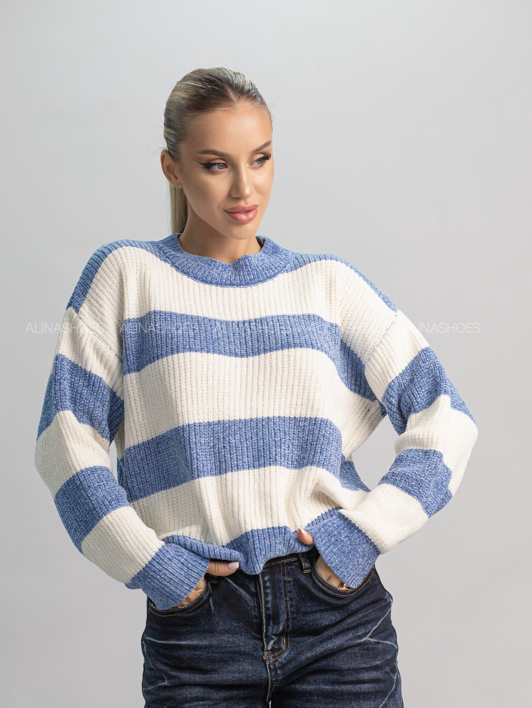 Джемпер alinashoes голубой купить,NaN