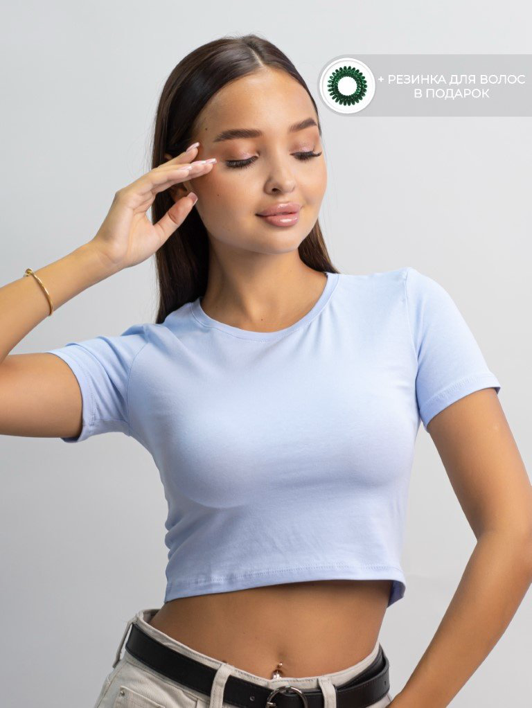 Футболка alinashoes без принта голубая XL купить,NaN