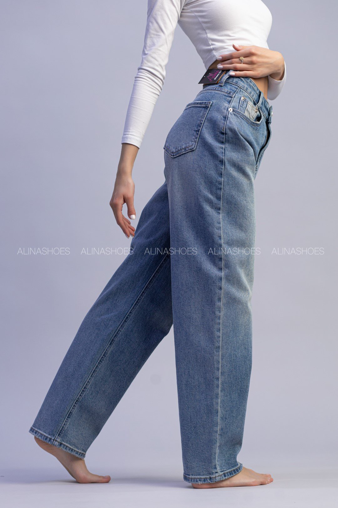 Джинсы багги alinashoes синий купить,NaN