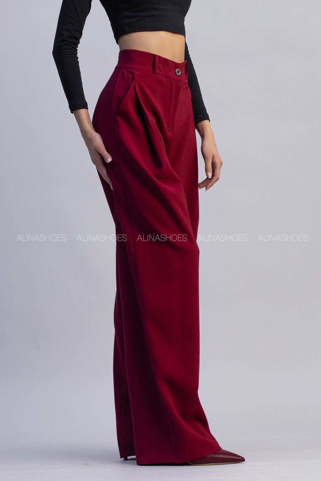 Повседневные брюки alinashoes бордовый купить,NaN