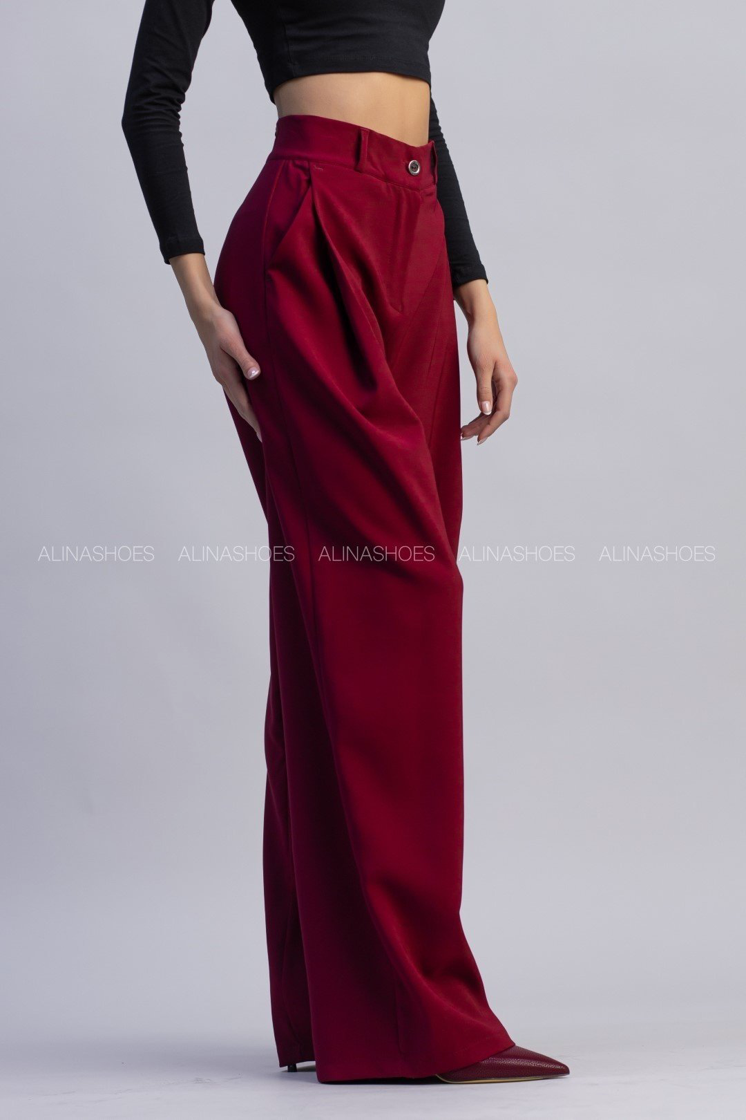 Повседневные брюки alinashoes бордовый купить,NaN