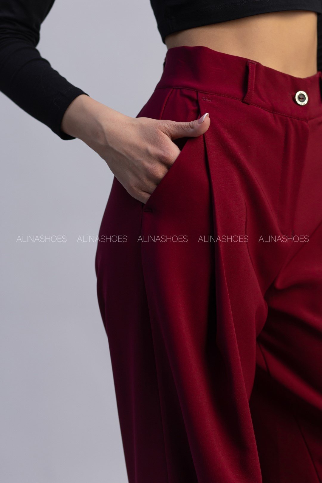 Повседневные брюки alinashoes бордовый купить,NaN