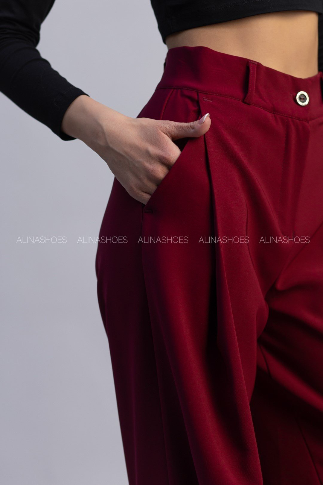 Повседневные брюки alinashoes бордовый купить,NaN