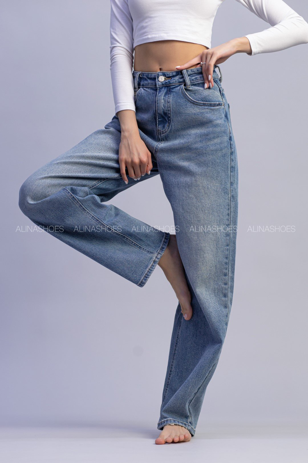 Джинсы багги alinashoes синий купить,NaN