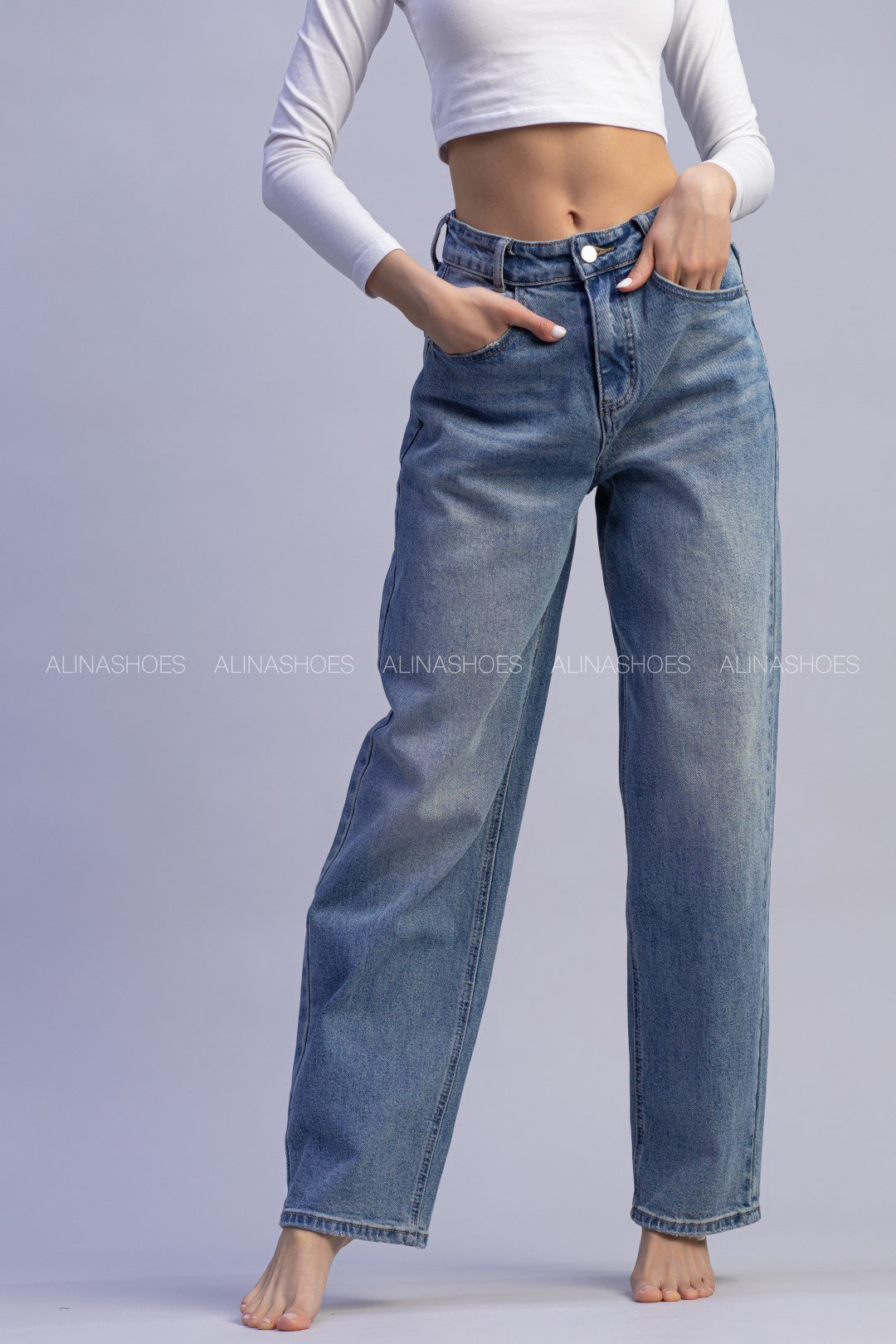 Джинсы багги alinashoes синий купить,NaN