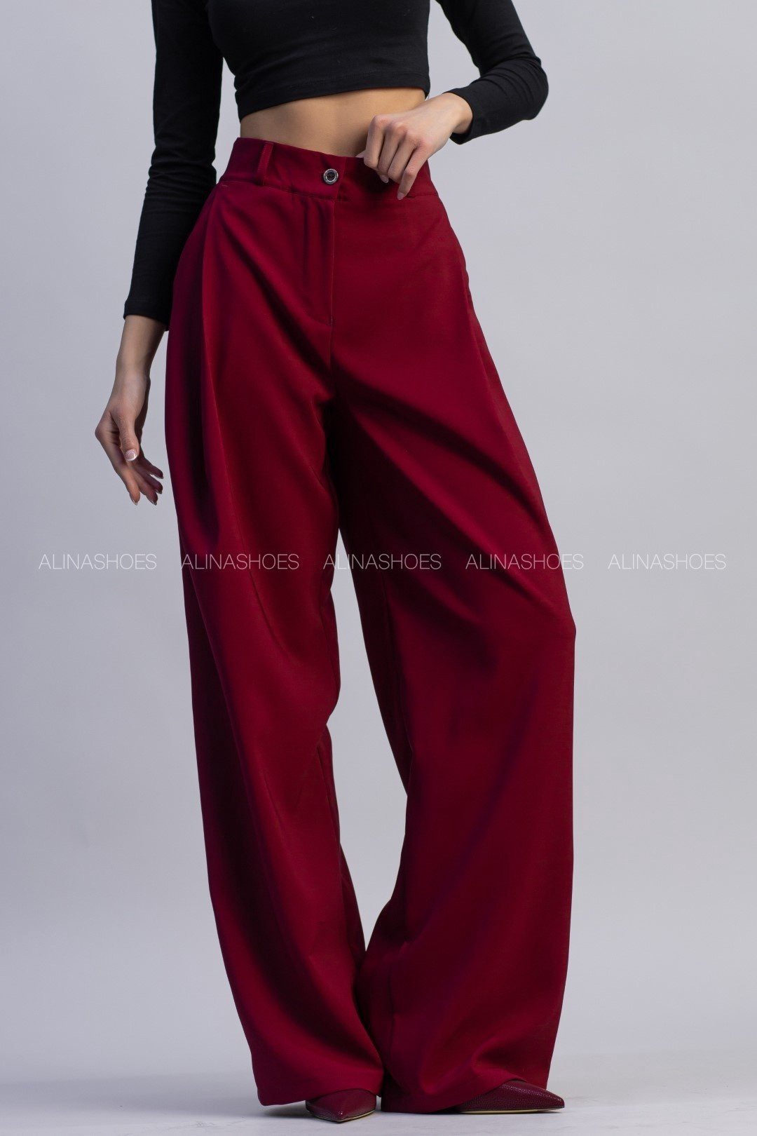 Повседневные брюки alinashoes бордовый купить,NaN