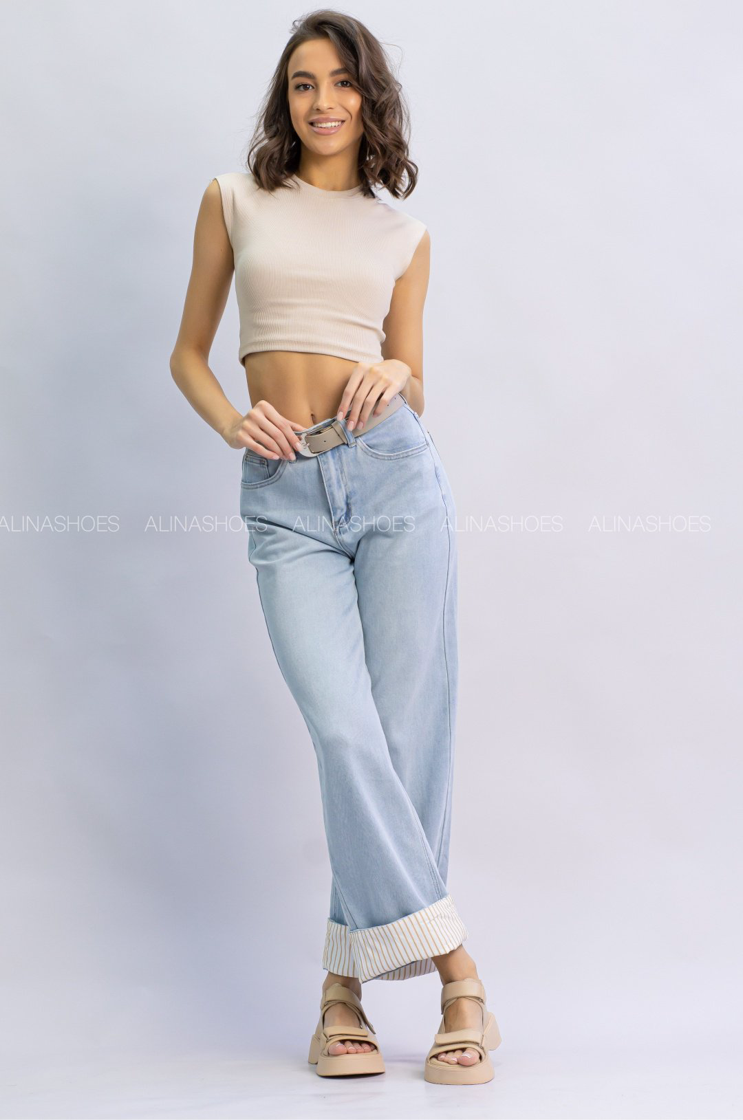 Джинсы прямые alinashoes голубой купить,NaN