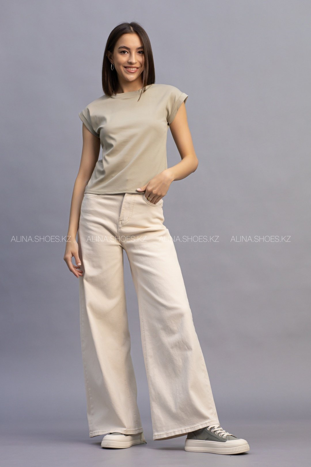 Футболка alinashoes без принта хаки one size купить,NaN