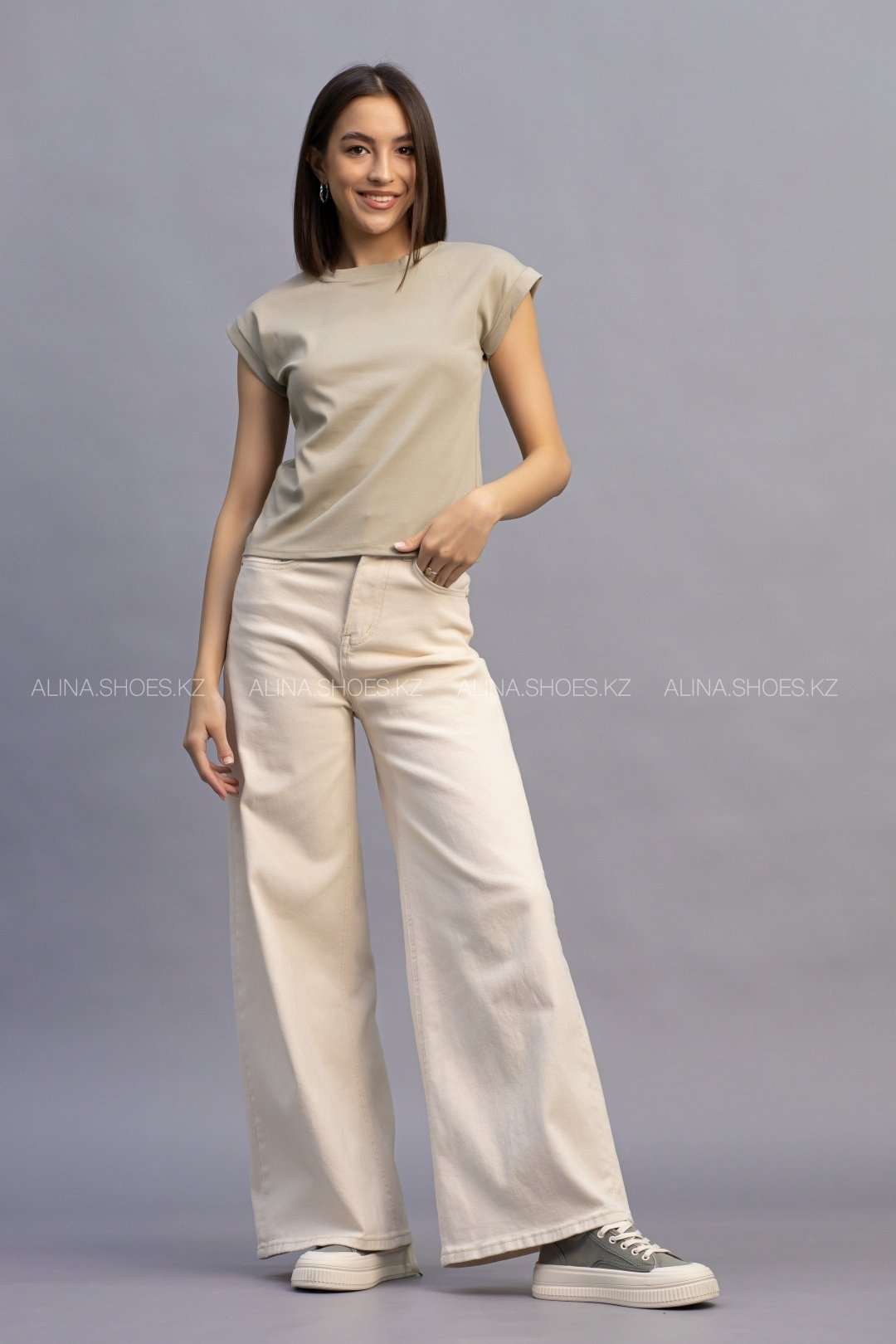 Футболка alinashoes без принта хаки one size купить,NaN