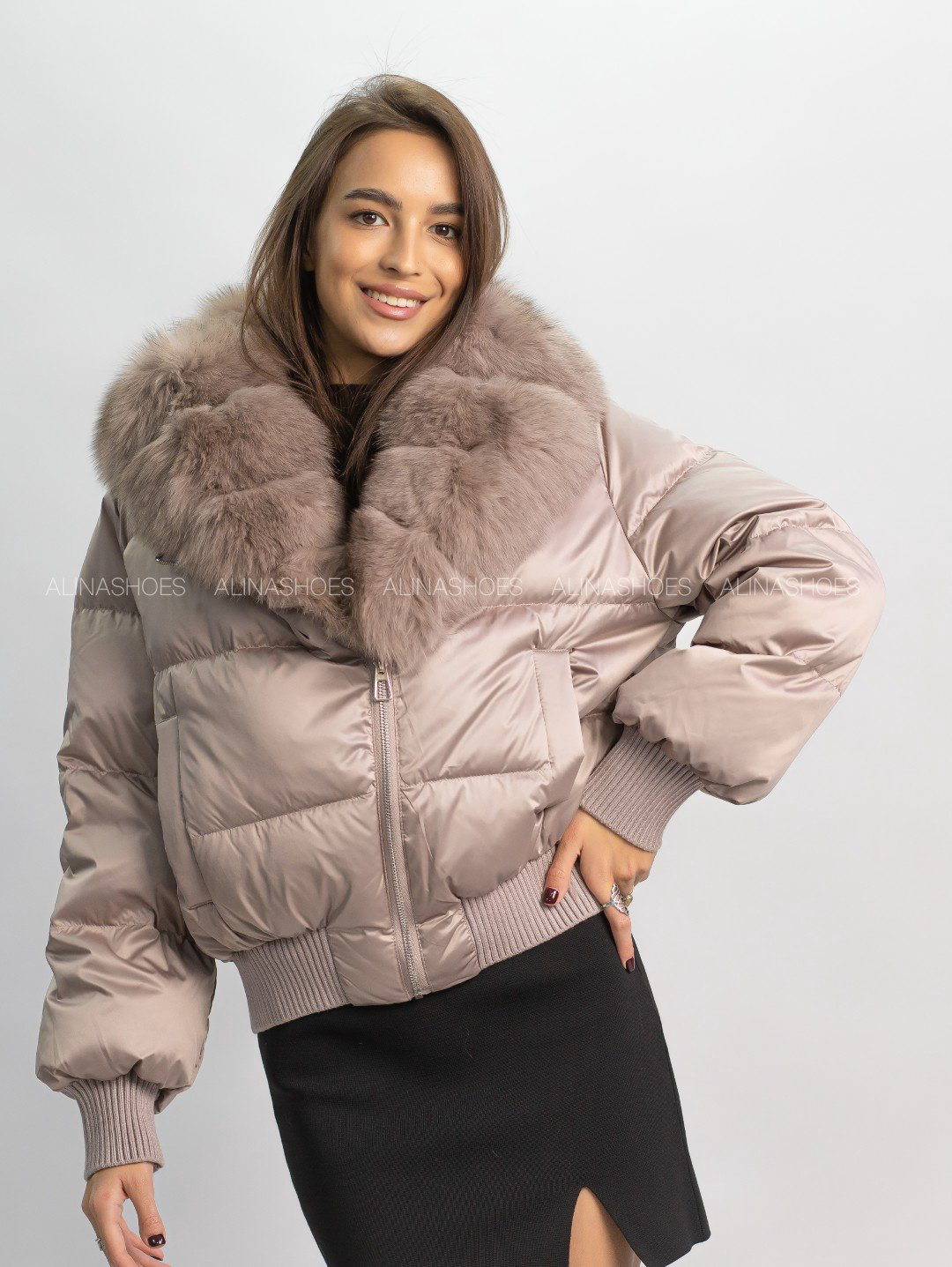 Пуховик alinashoes бежевый купить,NaN