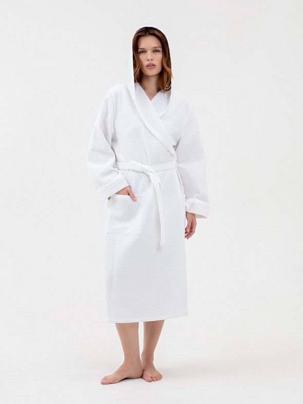 Вафельный халат COTTON белый купить,NaN