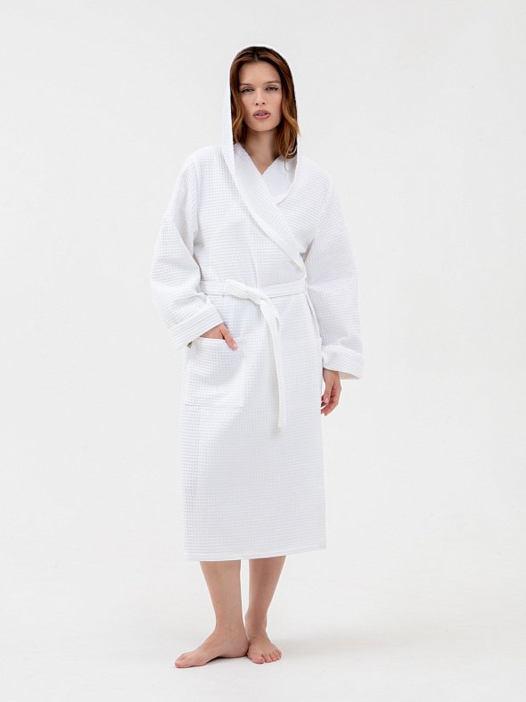 Вафельный халат COTTON белый купить,NaN