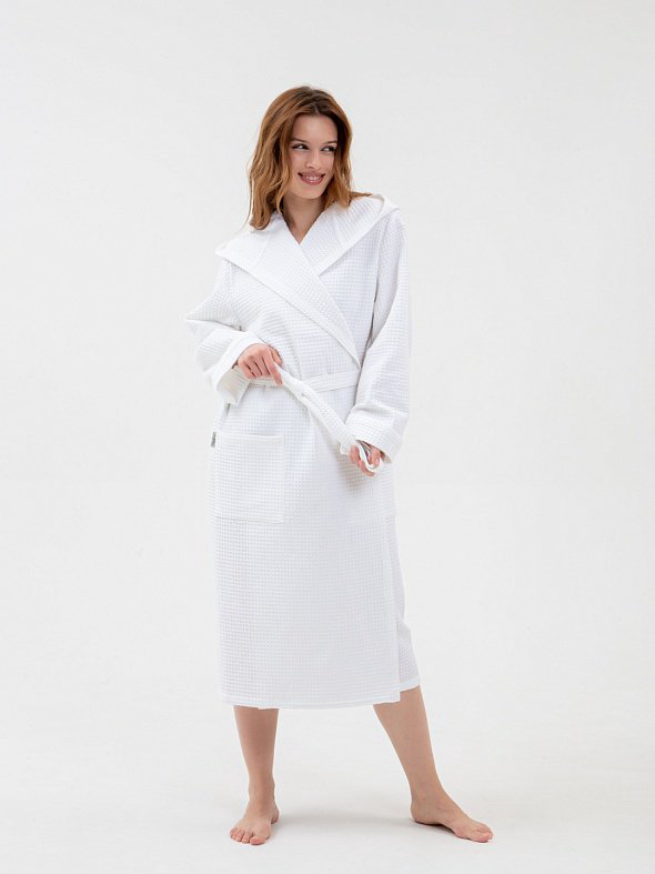 Вафельный халат COTTON белый купить,NaN
