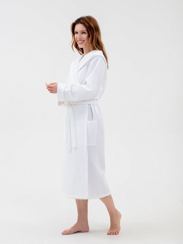 Вафельный халат COTTON белый купить,NaN