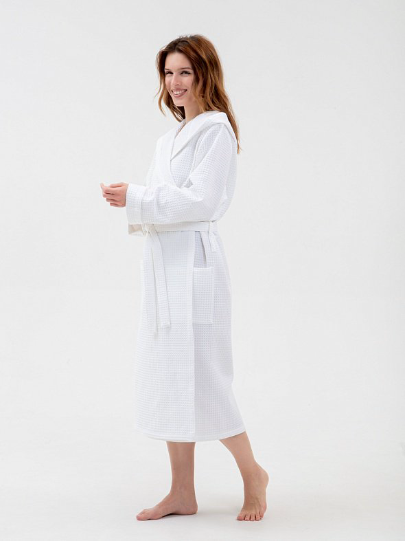 Вафельный халат COTTON белый купить,NaN