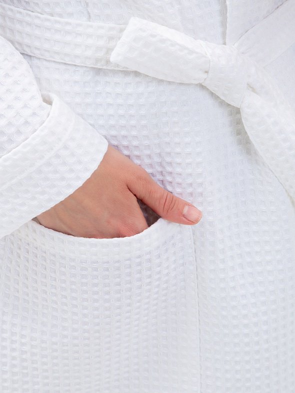 Вафельный халат COTTON белый купить,NaN