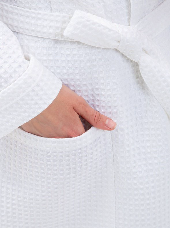 Вафельный халат COTTON белый купить,NaN