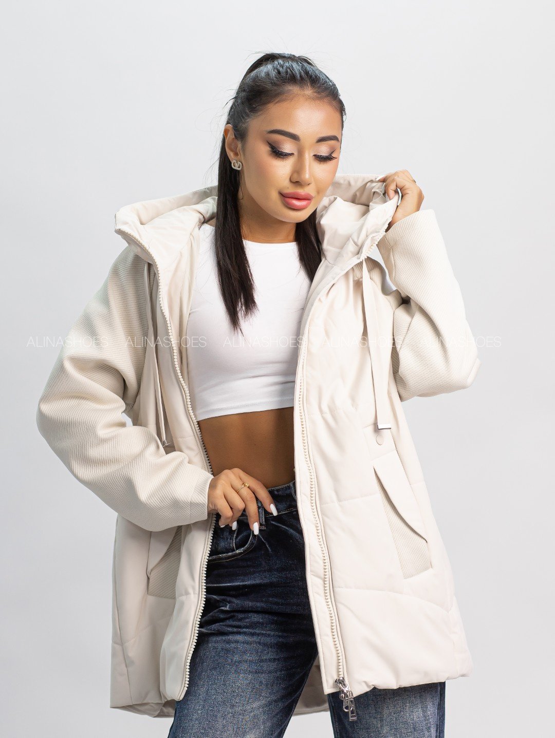 Демисезонная куртка alinashoes светло-бежевый купить,NaN