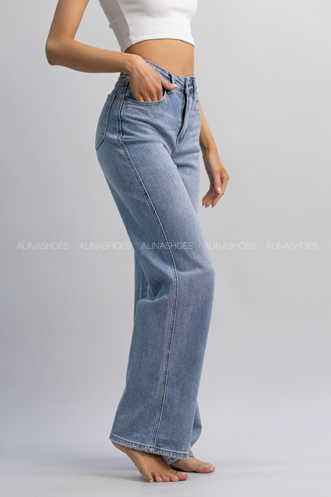 Джинсы прямые alinashoes голубой купить,NaN