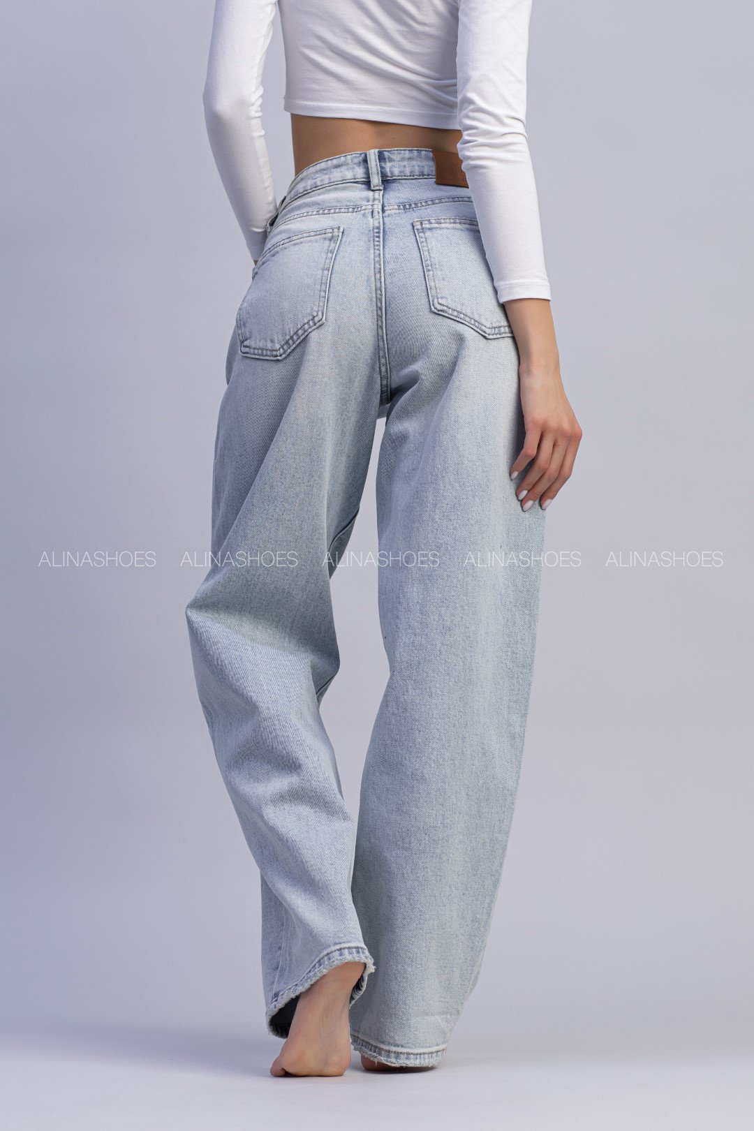 Джинсы багги alinashoes голубой купить,NaN