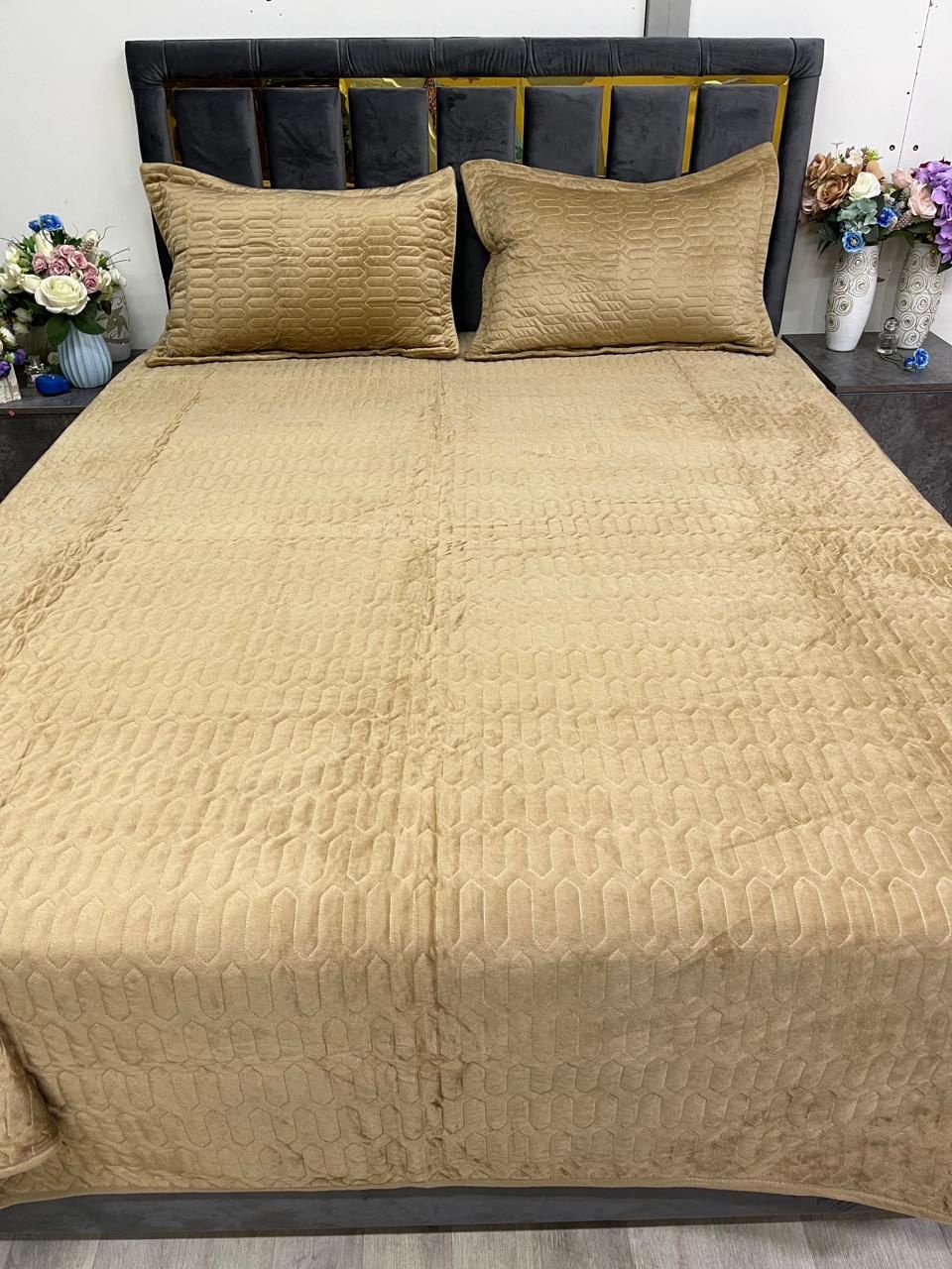 Покрывало с наволочками Prime Home Comforter 220х240 см, хлопок, велюр, коричневый