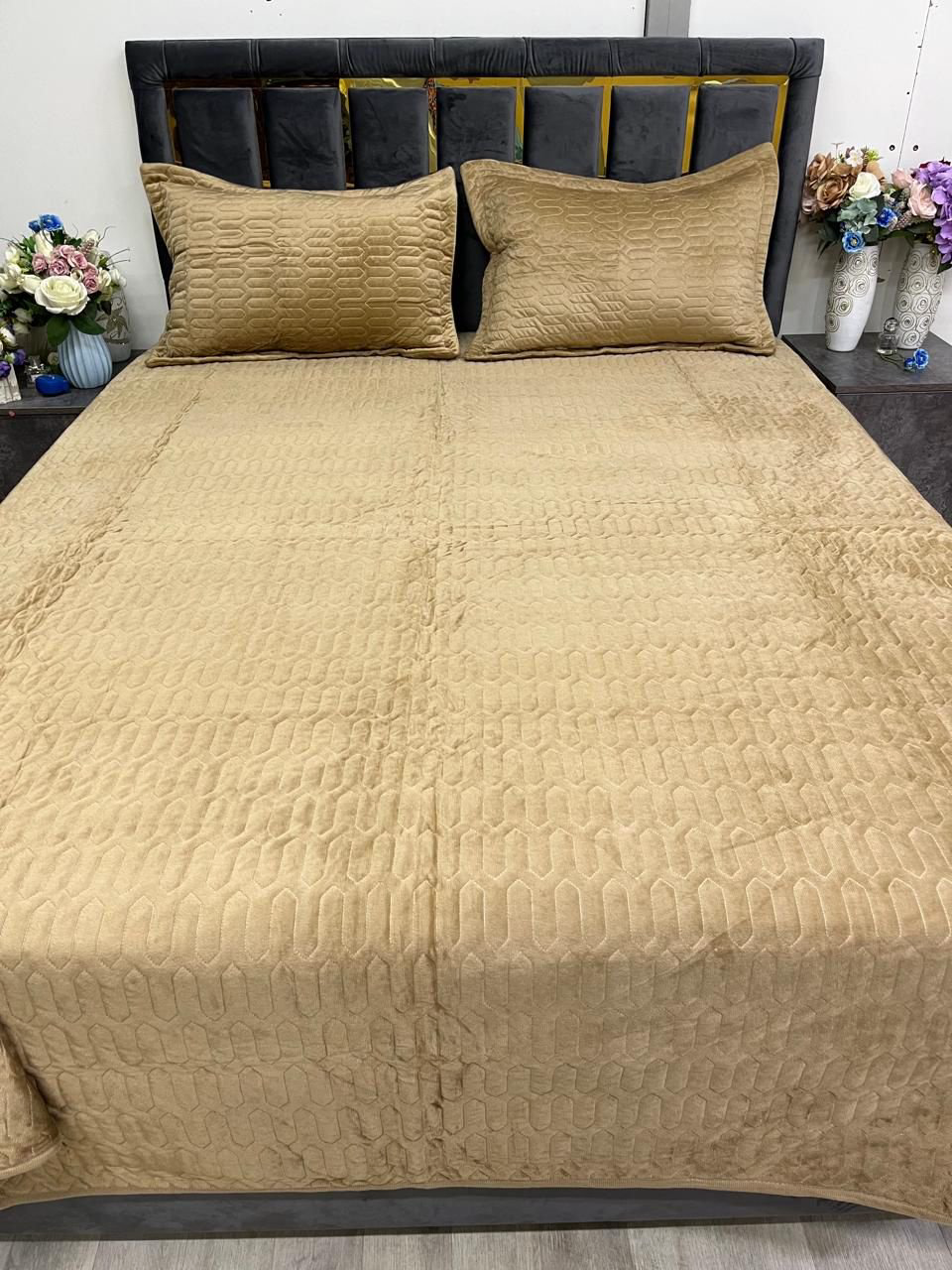 Покрывало с наволочками Prime Home Comforter 220х240 см, хлопок, велюр, коричневый