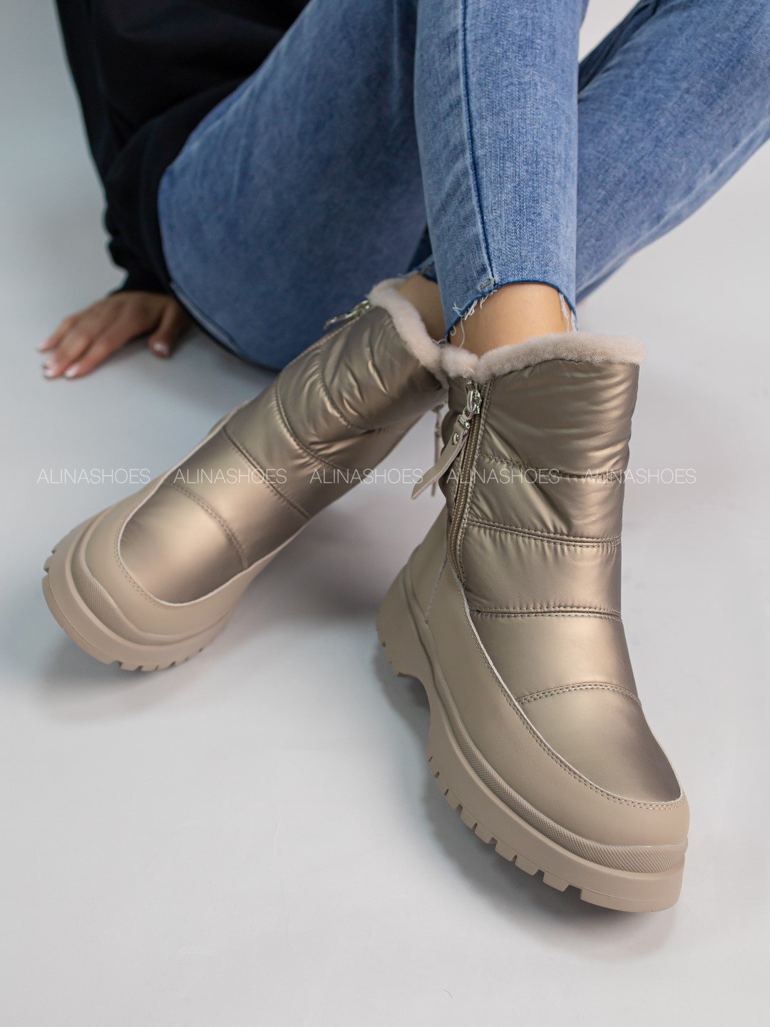 Дутики alinashoes бежевый купить,NaN
