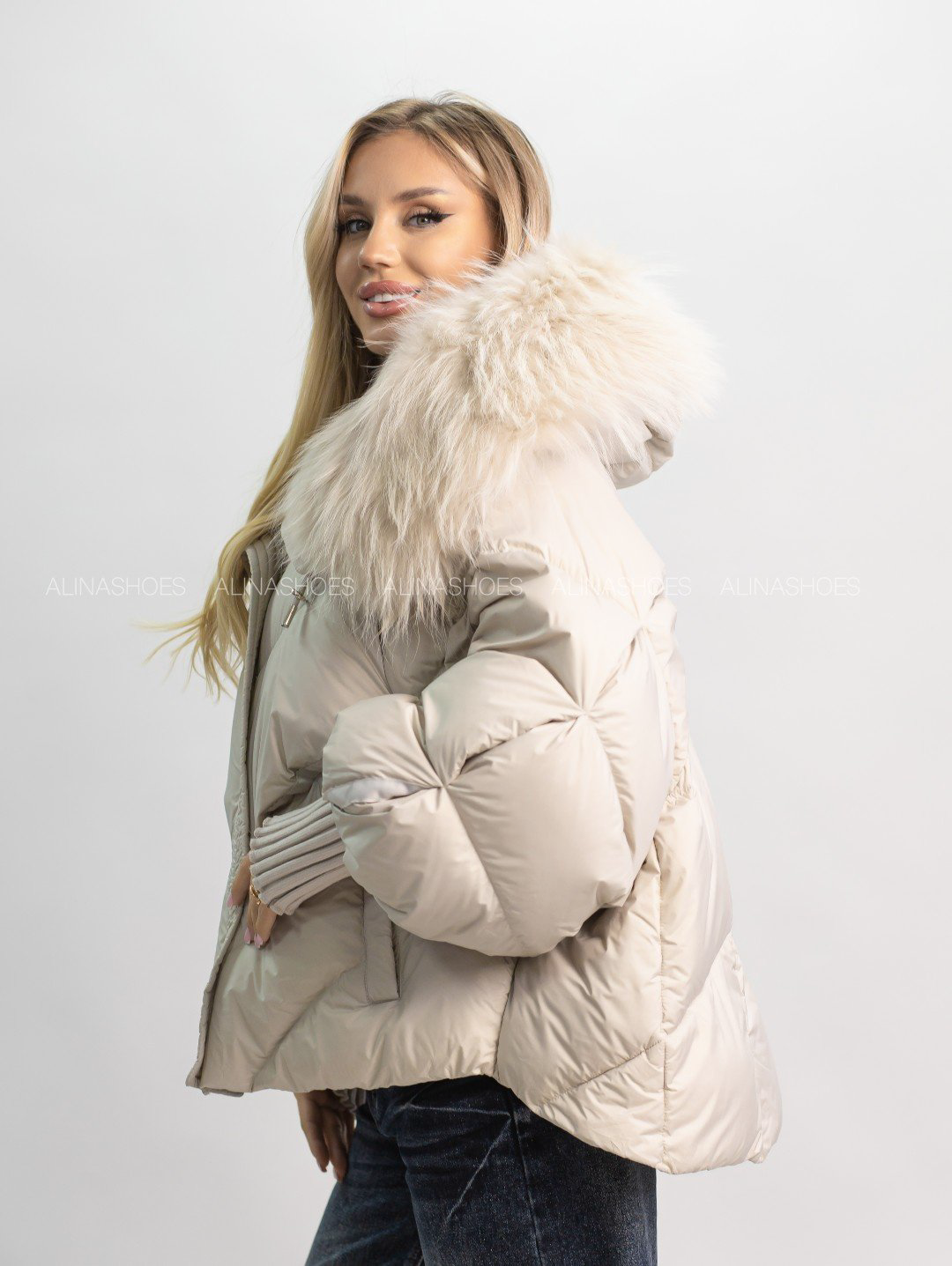 Пуховик alinashoes серый купить,NaN
