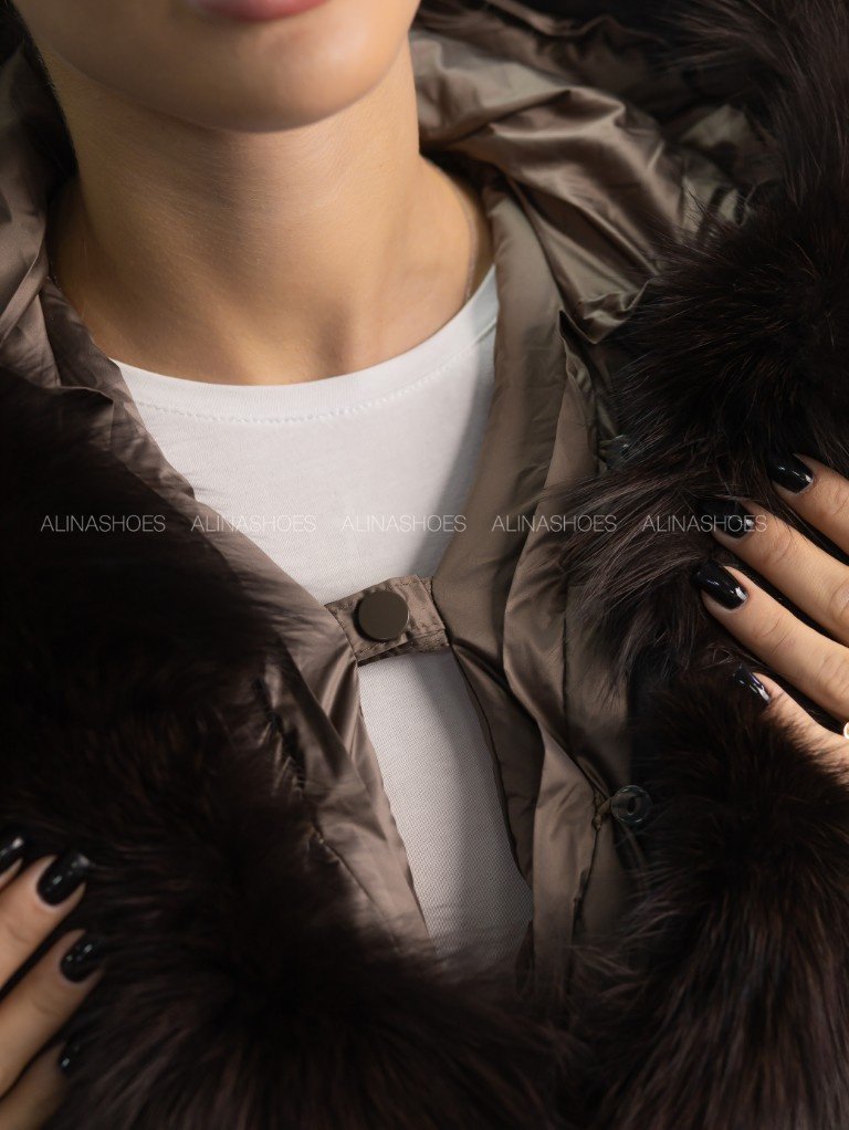 Пуховик alinashoes коричневый купить,NaN