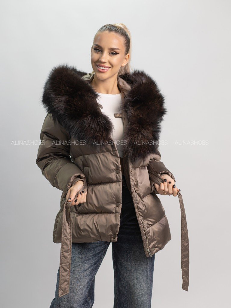 Пуховик alinashoes коричневый купить,NaN