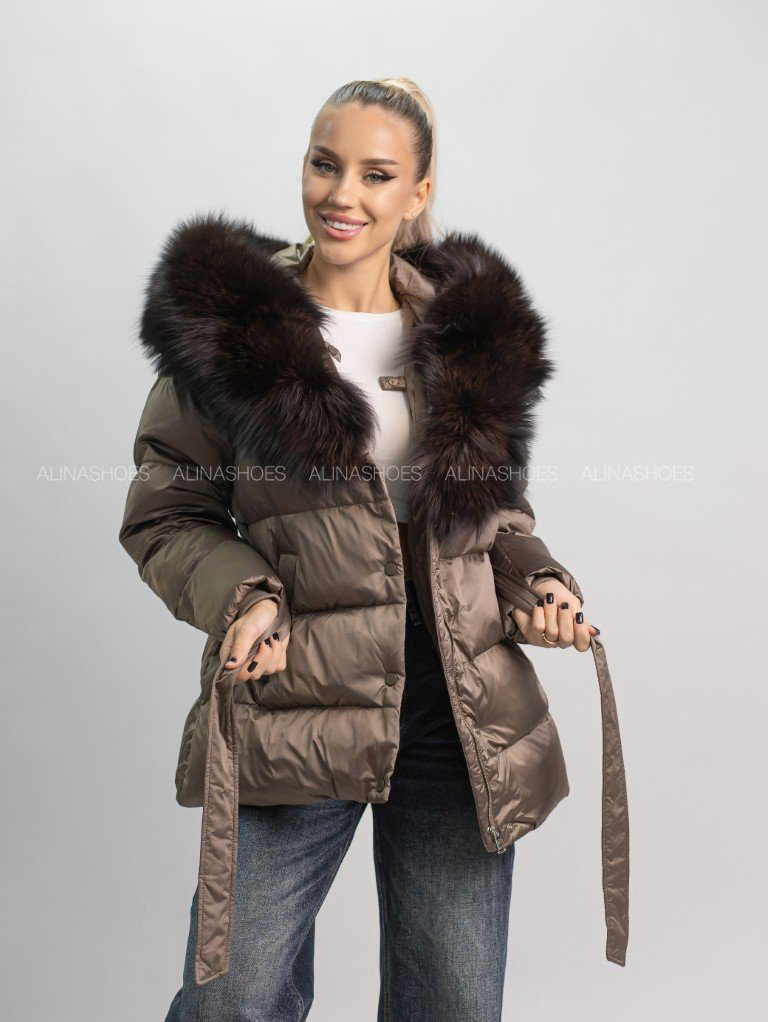 Пуховик alinashoes коричневый купить,NaN