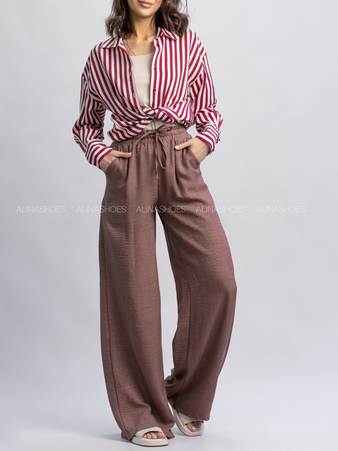 Повседневные брюки alinashoes коричневый купить,NaN