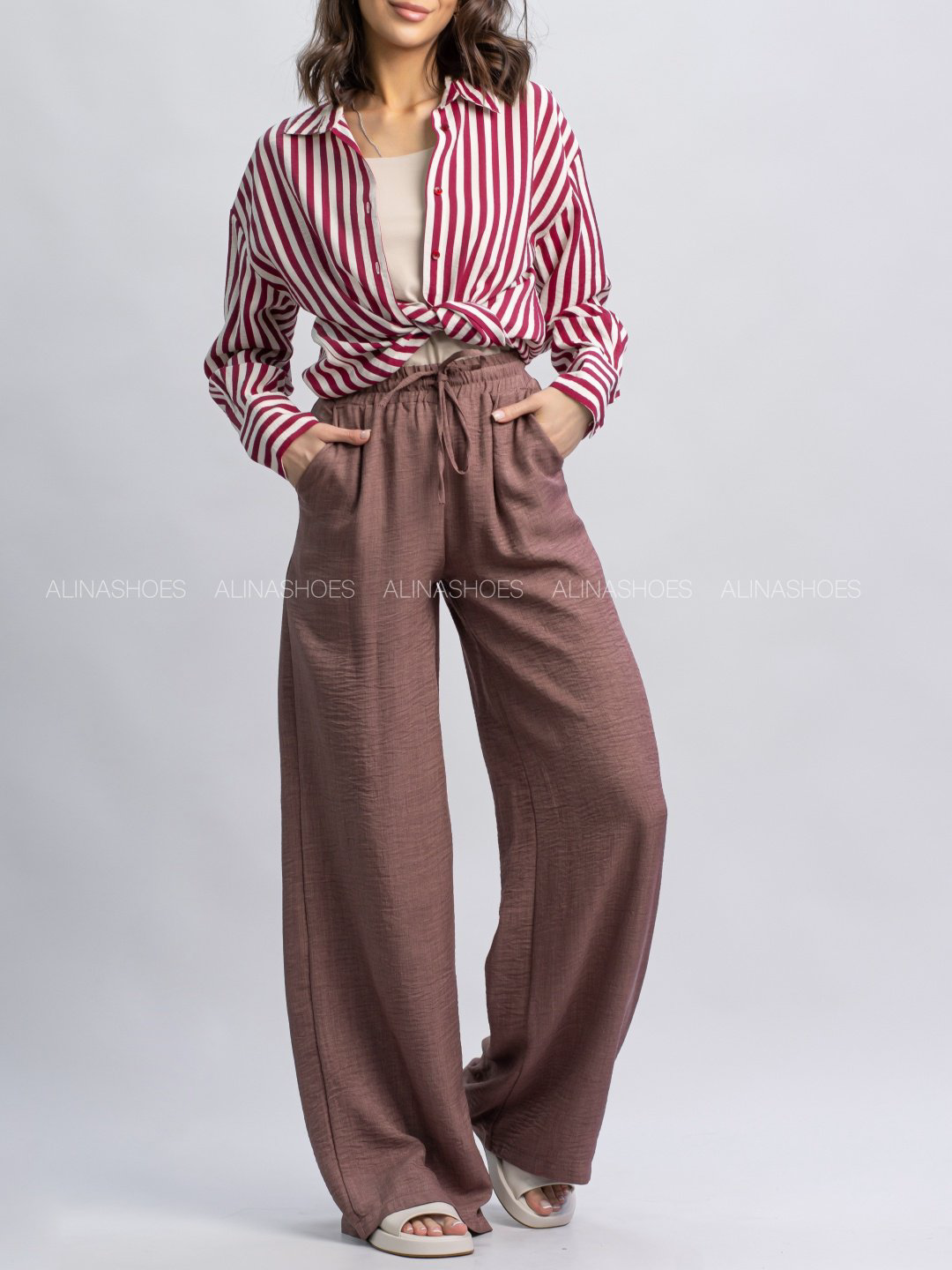 Повседневные брюки alinashoes коричневый купить,NaN