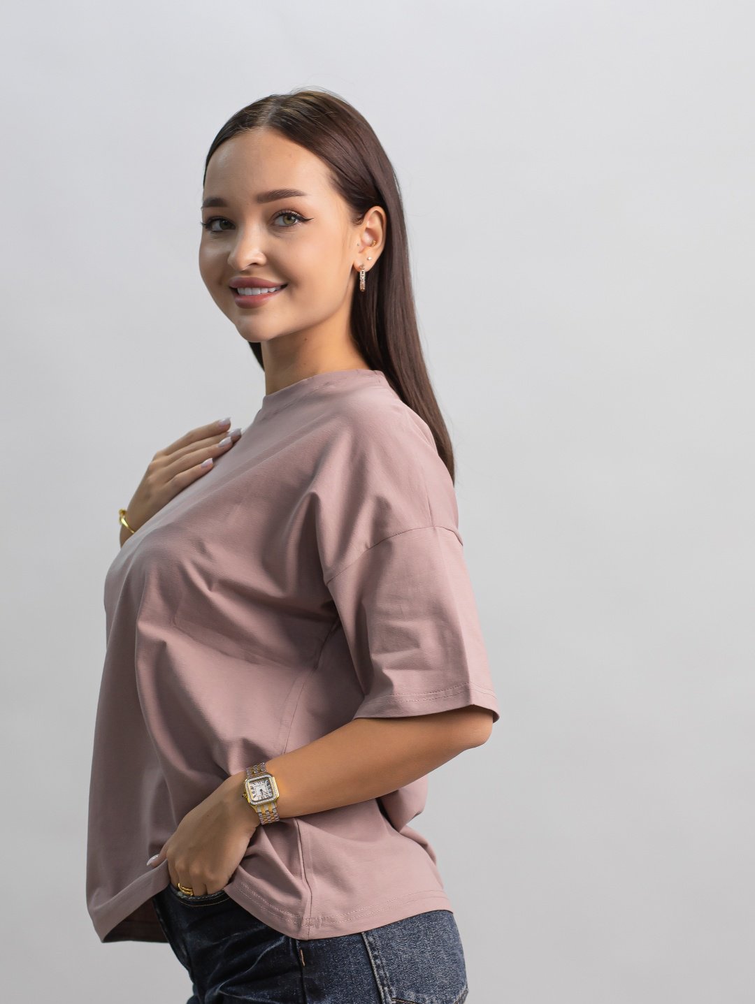 Футболка alinashoes без принта бежевая one size