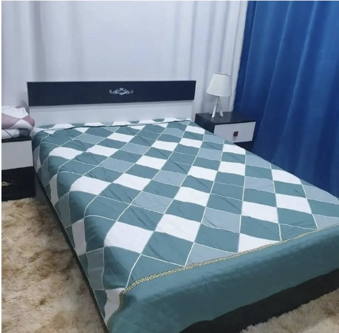 Покрывало HOME LIFE Ромб 150х200 см, хлопок, муслин, зеленый, белый