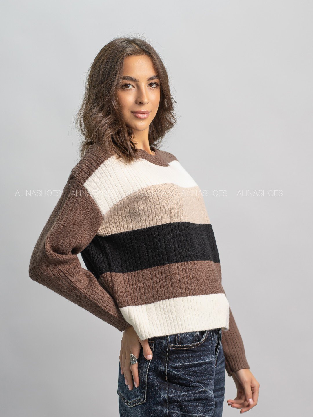 Джемпер alinashoes коричневый купить,NaN