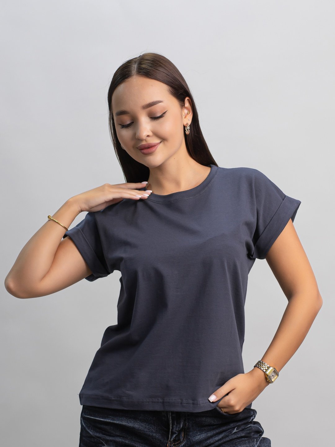 Футболка alinashoes без принта графит one size купить,NaN