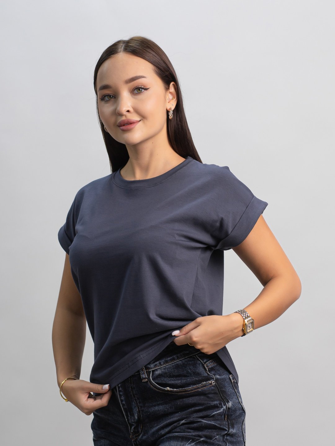 Футболка alinashoes без принта графит one size купить,NaN