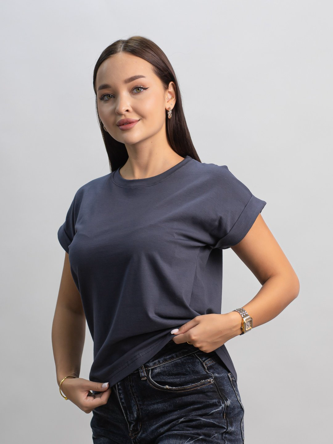 Футболка alinashoes без принта графит one size купить,NaN