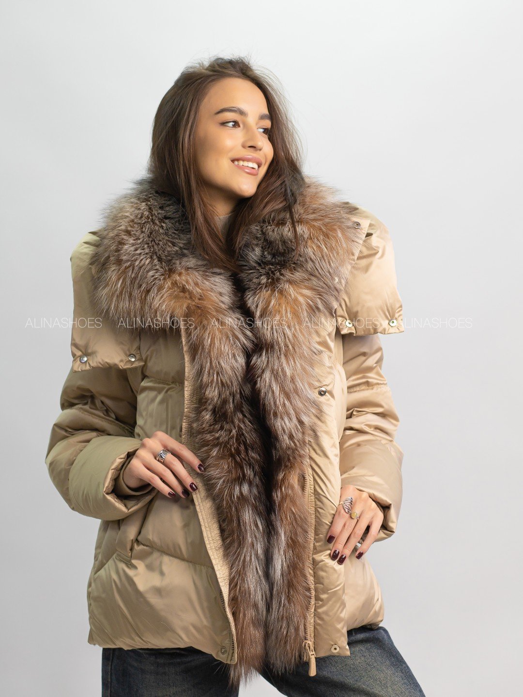 Пуховик alinashoes бежевый купить,NaN
