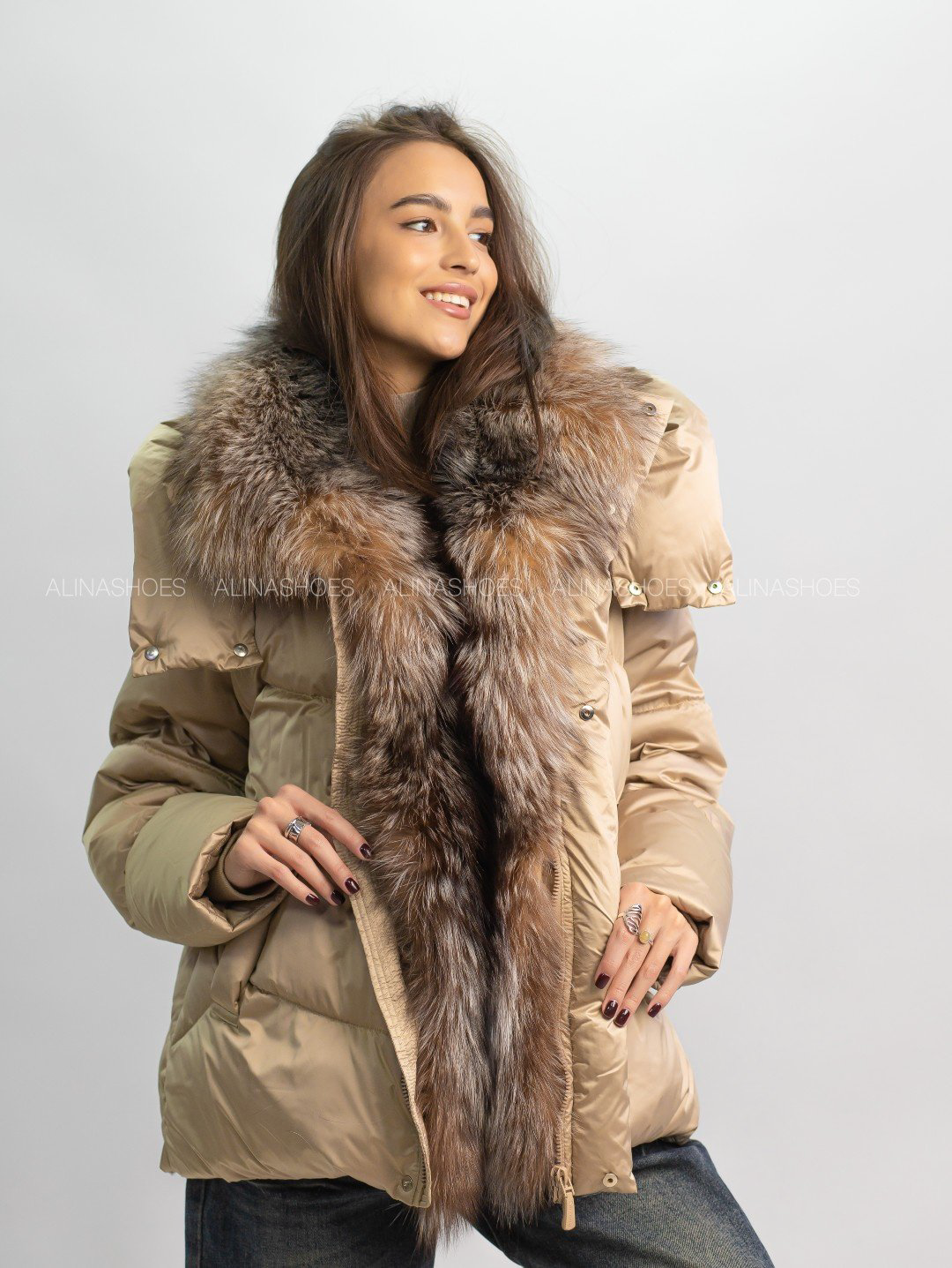 Пуховик alinashoes бежевый купить,NaN