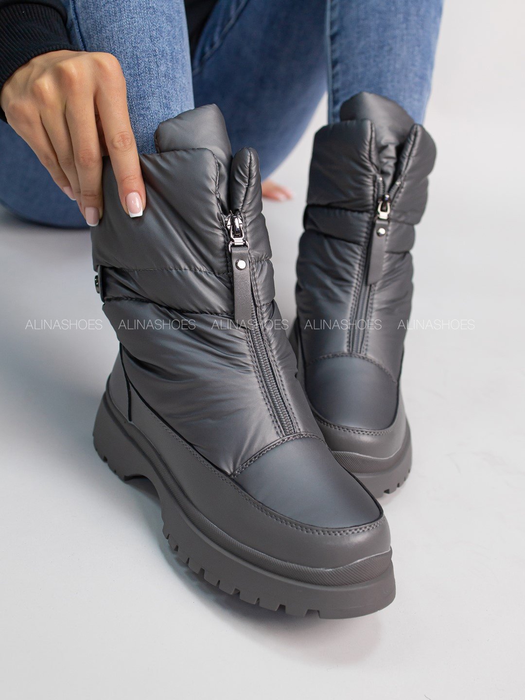 Дутики alinashoes серый купить,NaN